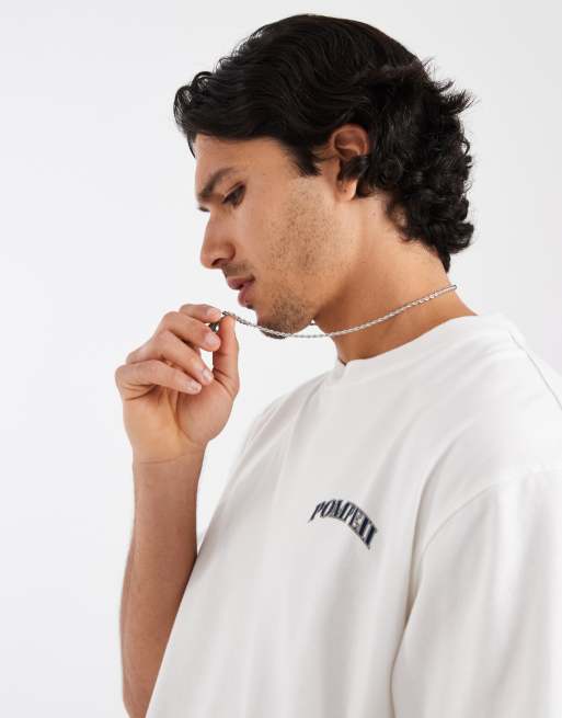 Pompeii Madrid location back print t-shirt in off white, 3 of 5
