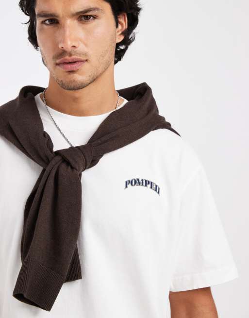 Pompeii Madrid location back print t-shirt in off white, 5 of 5