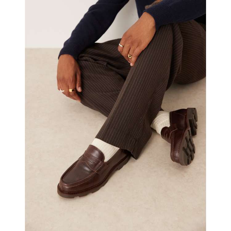 Pompeii Modena leather loafers in brown | ASOS display picture 2