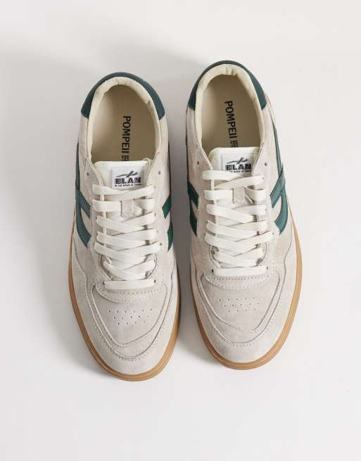 Pompeii pippa leather lace up sneakers in beige and green, 3 of 5