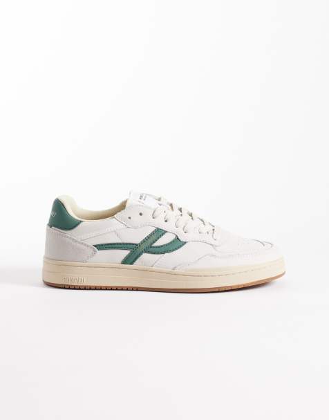 Pompeii Pippa leather lace-up sneakers in white and green - view 1