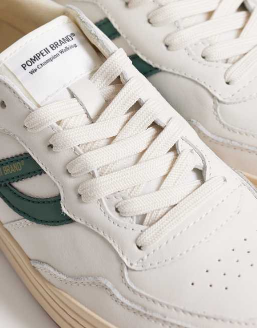 Pompeii Pippa leather lace-up sneakers in white and green, 4 of 5