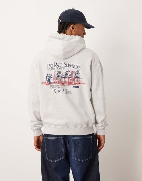 Pompeii regular graphic logo hoodie with back print in light grey - view 1