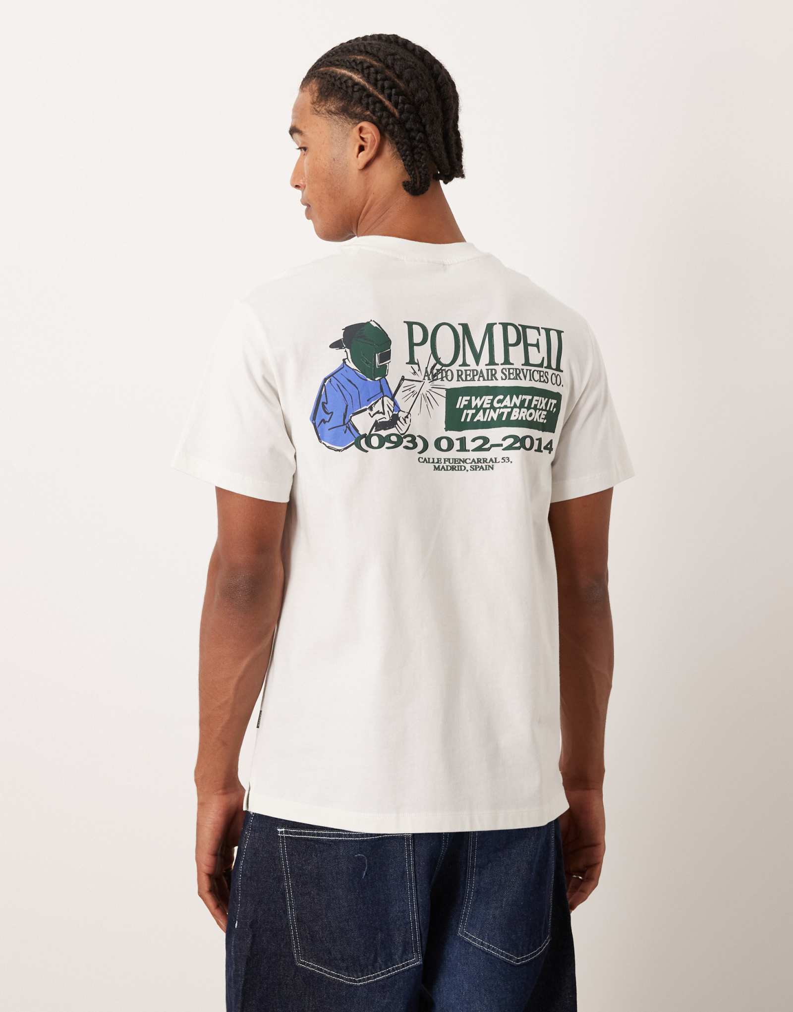 Обычная футболка с графическим логотипом Pompeii белого цвета с принтом сзади