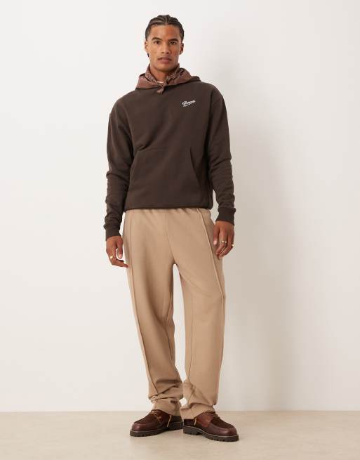 Pompeii sabons cotton hoodie with back print logo in dark chocolate brown, 2 of 5