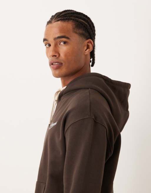 Pompeii sabons cotton hoodie with back print logo in dark chocolate brown, 4 of 5