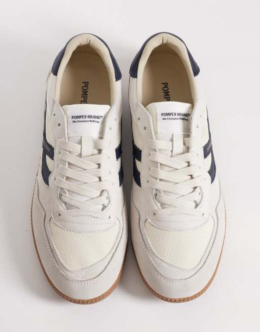 Pompeii - Sneakers met rubberen zool in wit en marineblauw, 2 van 5