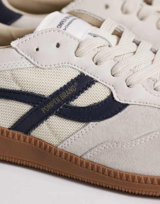 Pompeii - Sneakers met rubberen zool in wit en marineblauw, 4 van 5