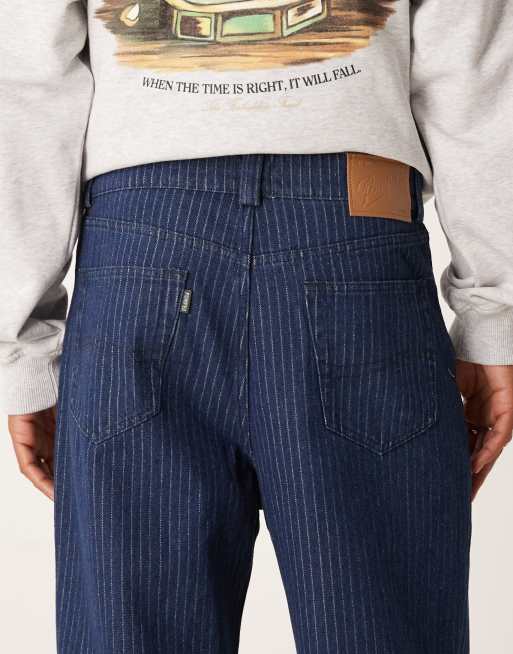 Pompeii - Stribede denimjeans med 5 lommer i mørkeblå vask, 4 af 5