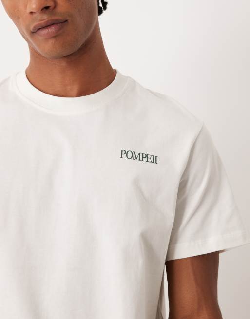 Pompeii - T-shirt bianca con grafica del logo e stampa sul retro, 5 di 5