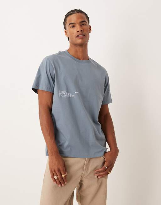 Pompeii - T-shirt blu con grafica del logo e stampa sul retro, 3 di 5