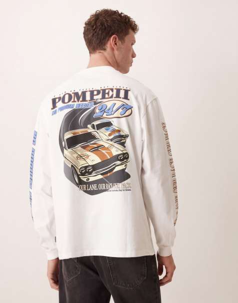 Pompeii - T-shirt manches longues en coton avec logo imprimé au dos - Blanc - view 1