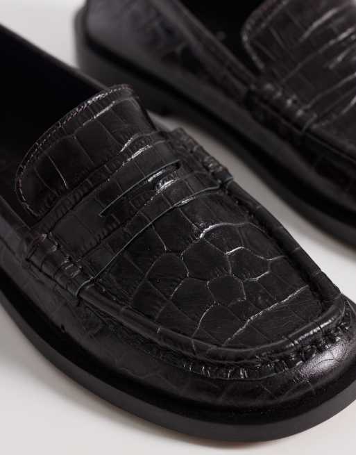 Pompeii - Vega Form - Mørkebrune loafers med krokodilletekstur, 4 af 4