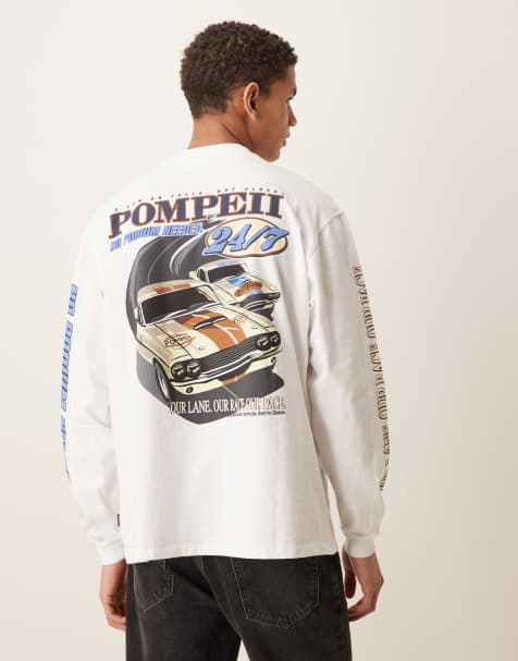 Pompeii – Vit t-shirt med logga baktill och långa ärmar i 100% bomull - view 1