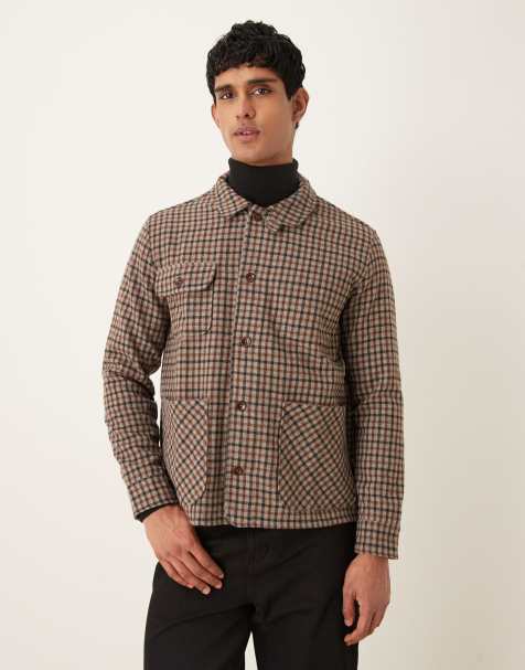 Pompeii wool-blend shacket in brown check - view 1