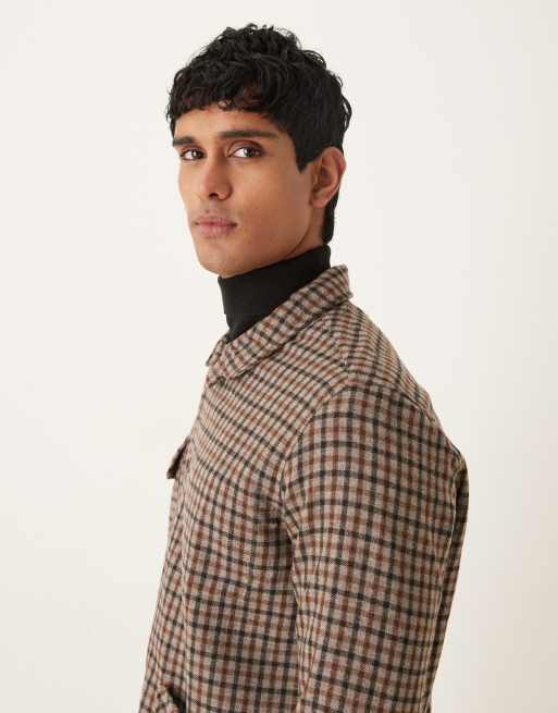 Pompeii wool-blend shacket in brown check, 4 of 5