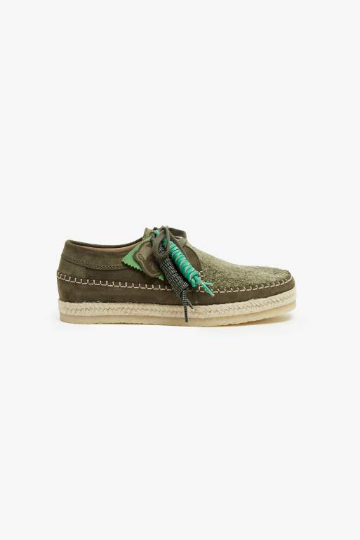 Pompeii x Clarks Originals weaver cactus suede shoe with logo tag in khaki