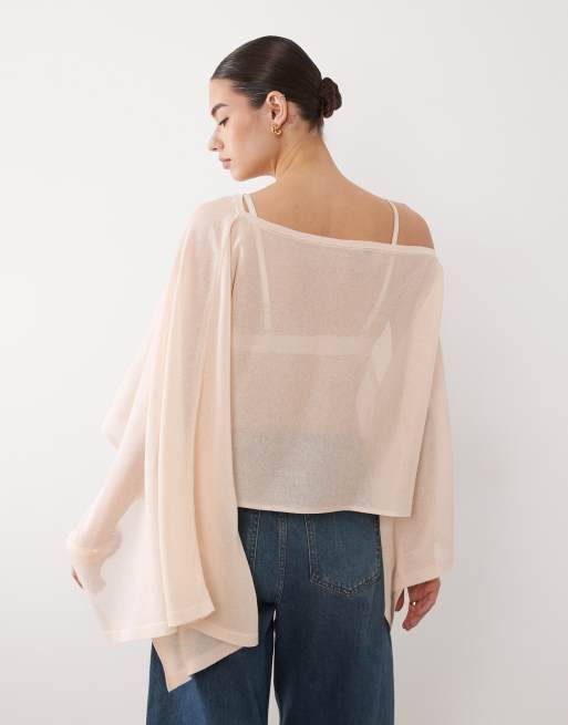 Poncho color crudo transparente de punto fino de ASOS DESIGN, 4 de 4