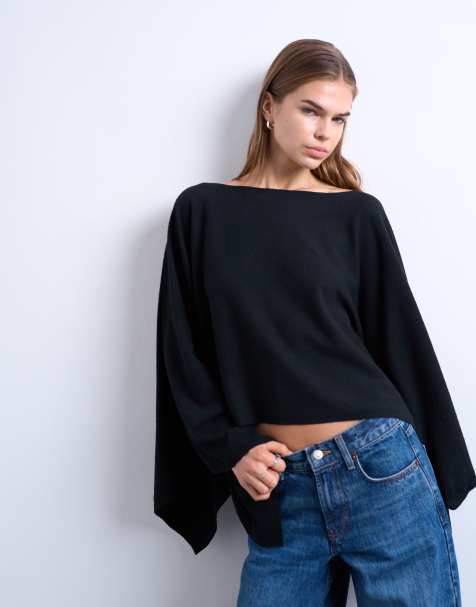 Poncho negro de punto de Topshop - view 1