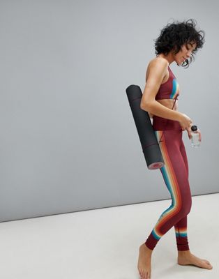 Pop Active by Poprageous - Kastanjebruine legging met gedempte regenboogkleuren-Rood