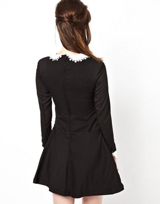 black dress with lace collar and cuffs