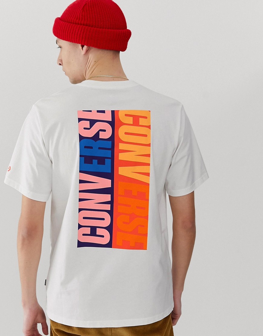 Pop T-shirt med logo og print på ryggen fra Converse-Hvid