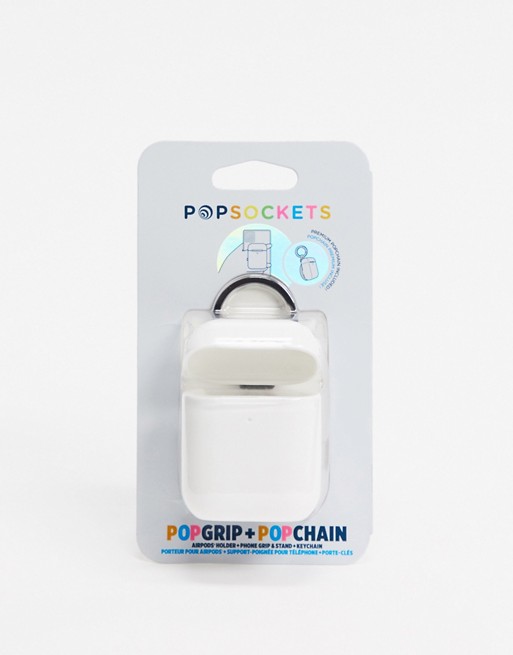 Popsocket Airpods holder with keychain in white