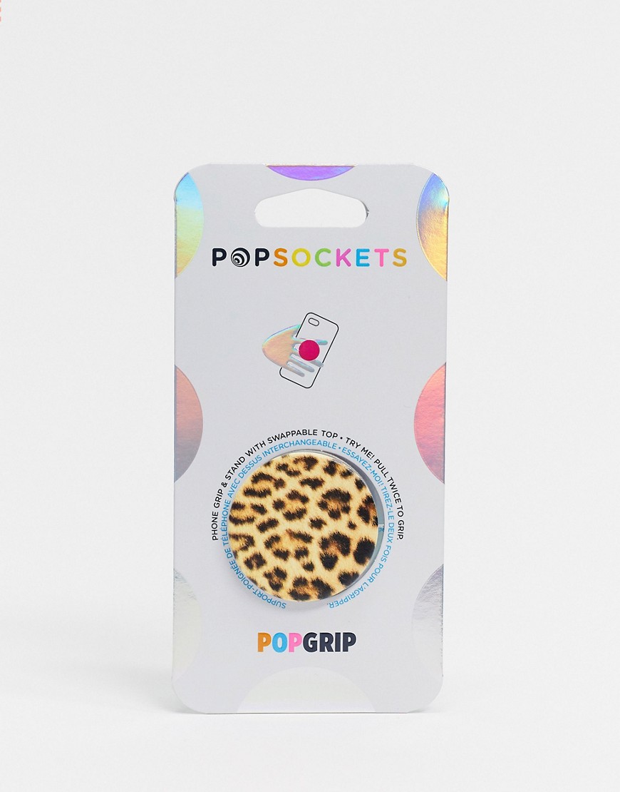 Popsocket – Leopardmönstrad mobilhållare-Ingen färg