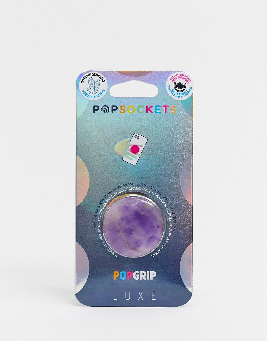 Popsocket – Mobilhållare med äkta ametist-Ingen färg