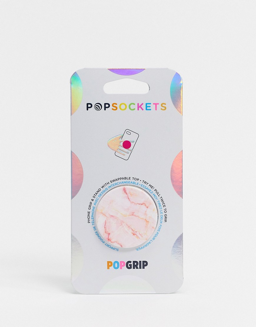 Popsocket – Rosa mobilhållare med marmormönster-Ingen färg
