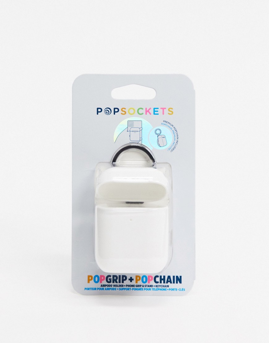 Popsocket – Vit AirPods-hållare med nyckelring-Ingen färg