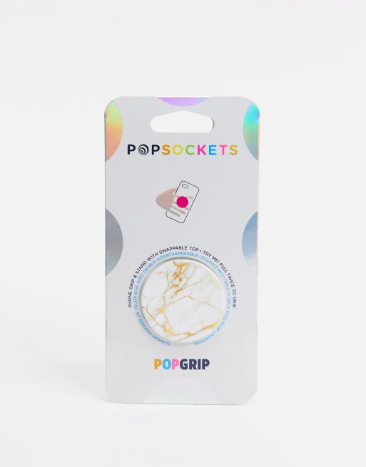 Popsockets – Guldfärgad mobilhållare med marmormönster