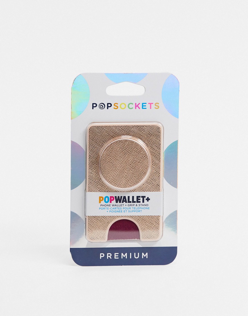 Popsockets – Pop Wallet – Roséguldfärgad mobilhållare med plånbok-Ingen färg