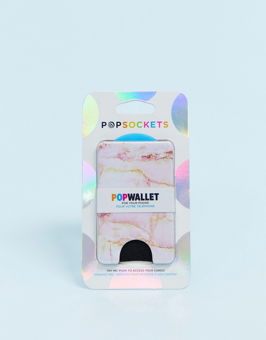 Popsockets - Roze telefoonportemonnee met marmerprint-Multi
