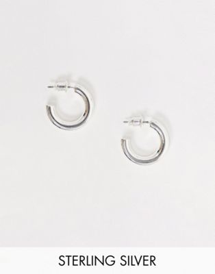 фото Посеребренные серьги-кольца orelia-серебряный