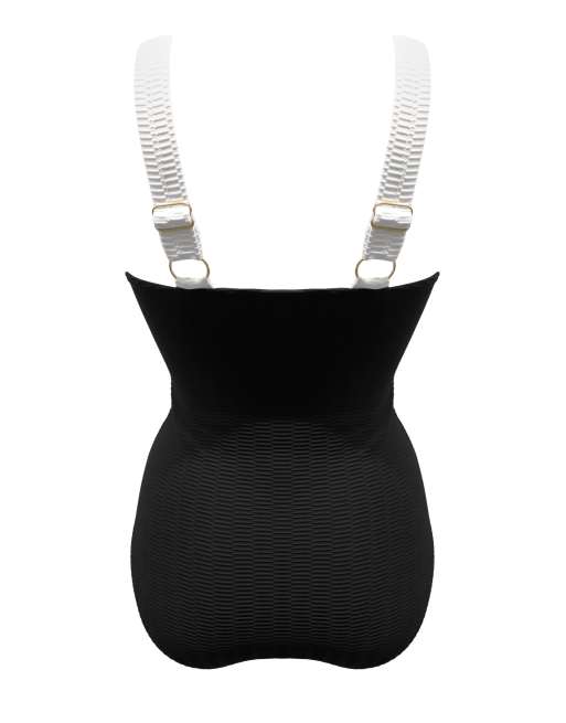 Pour Moi Acapulco Belted Tummy Control Swimsuit in Black & White, 6 of 6