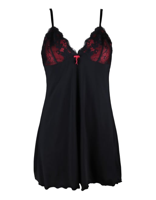 Pour Moi Amour Luxe Lace Chemise in Black & Scarlet, 5 of 6
