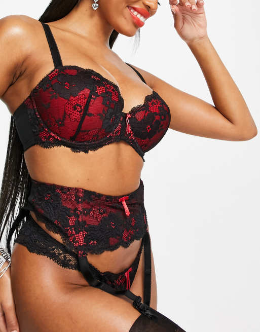 Pour Moi - Amour - Vollere buste - Balconette met vulling in zwart en rood , 4 van 4