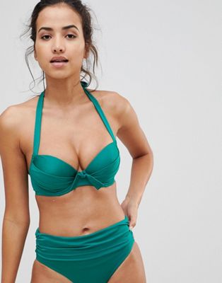 Pour Moi – Azure – Vadderad bikiniöverdel med bygel-Grön