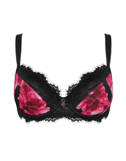 Pour Moi Bliss lightly padded plunge bra in black/rose, 7 of 7
