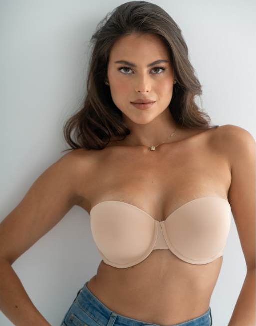 Pour Moi Definitions Push Up Strapless Bra in Sand, 2 of 4