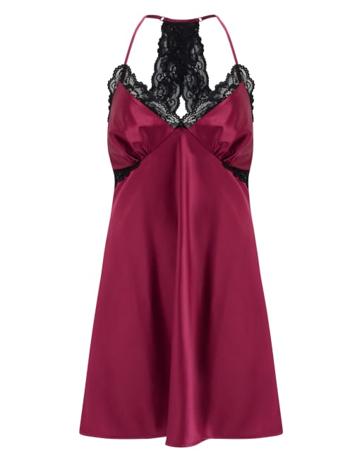 Pour Moi Dusk Satin Lace Chemise in Berry, 5 of 6