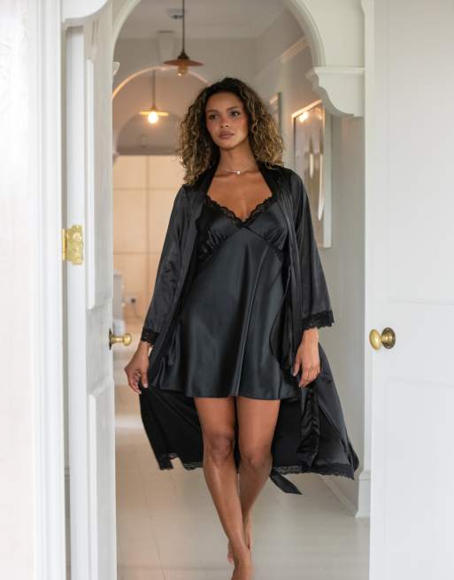 Pour Moi Dusk Satin Lace Chemise in Black, 7 of 7