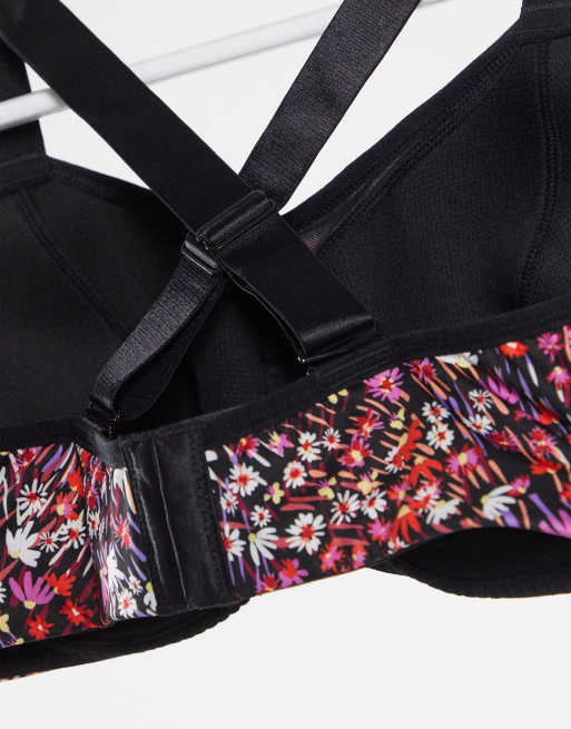 Pour Moi Energy underwired lightly padded convertible sports bra in ditsy floral, 4 of 4