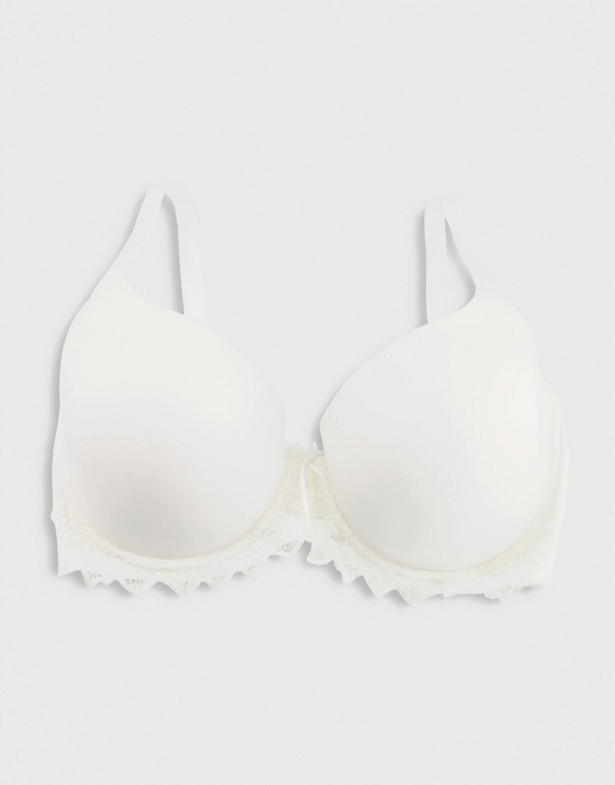 Pour Moi fiore t shirt bra in ivory-White