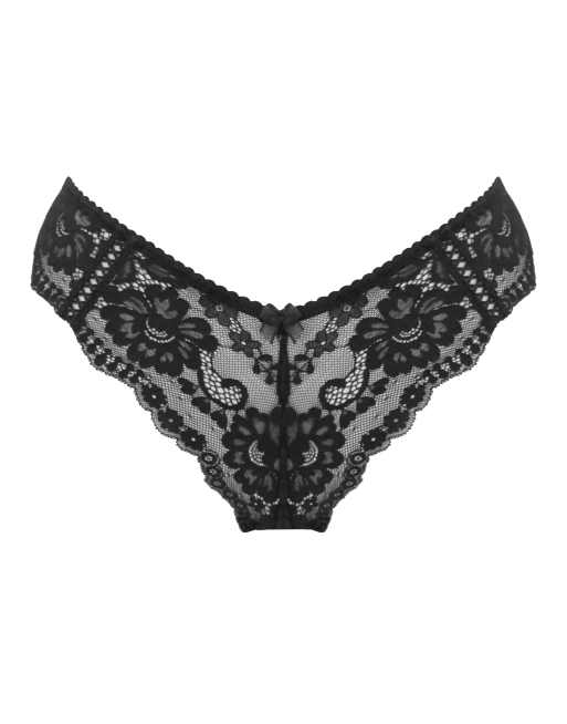 Pour Moi Fleur Cheeky V in Shaped Brief in Black, 2 of 4
