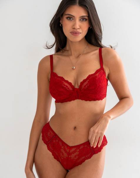 Pour Moi Fleur Cheeky V in Shaped Brief in Red - view 1