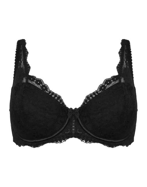 Pour Moi Fleur Lightly Padded High Apex Underwired Bra in Black, 6 of 7