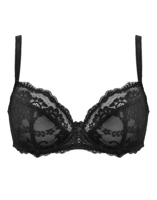 Pour Moi Fleur Non Padded Underwired Balconette Bra in Black, 5 of 6