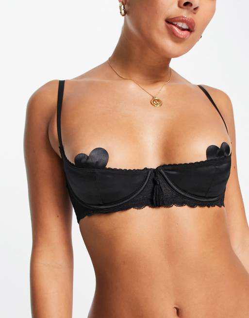 Pour Moi for Your Eyes Only Open Cup Bra 32E, Black at  Women's  Clothing store